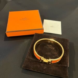 HERMES BRACELET CLICK CRACK METAL ORANGE GOLD,Brand NEW